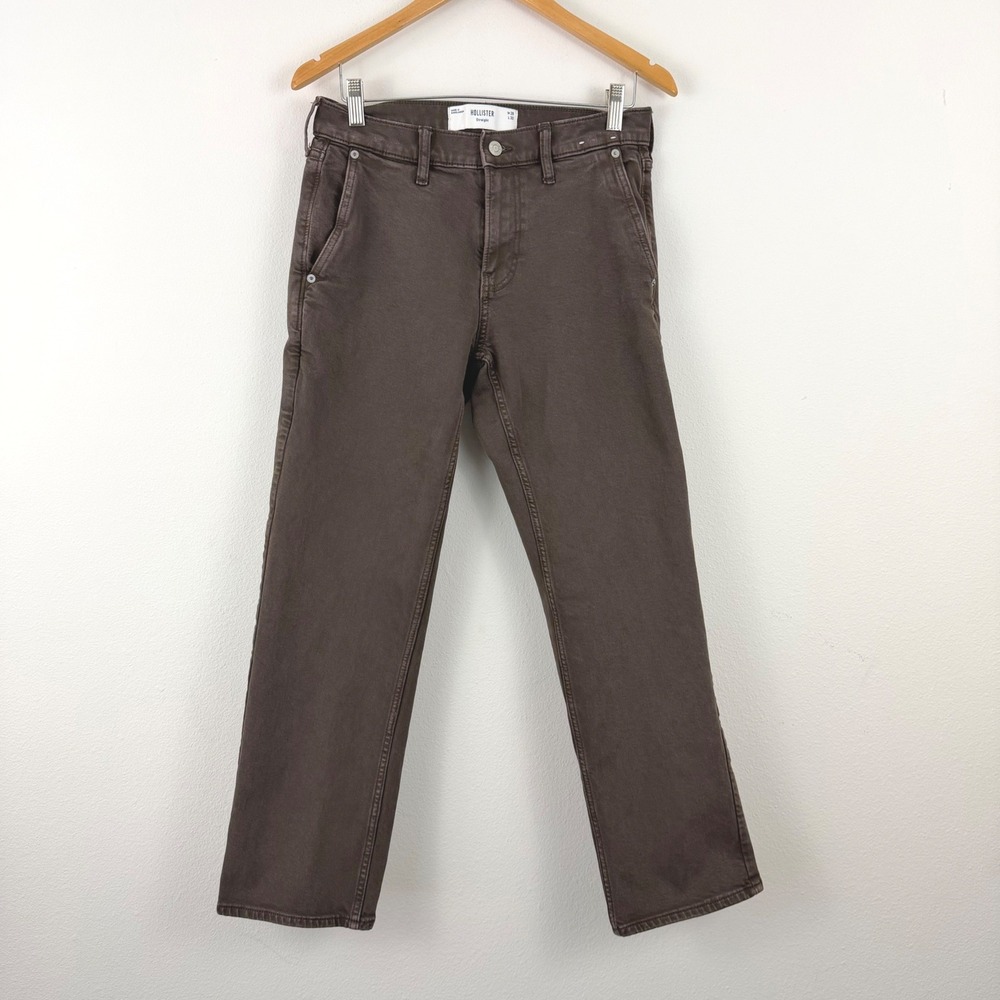 Gorpcore Hollister Mens Straight Leg Pants Brown Cotton Blend Chino W28 L30